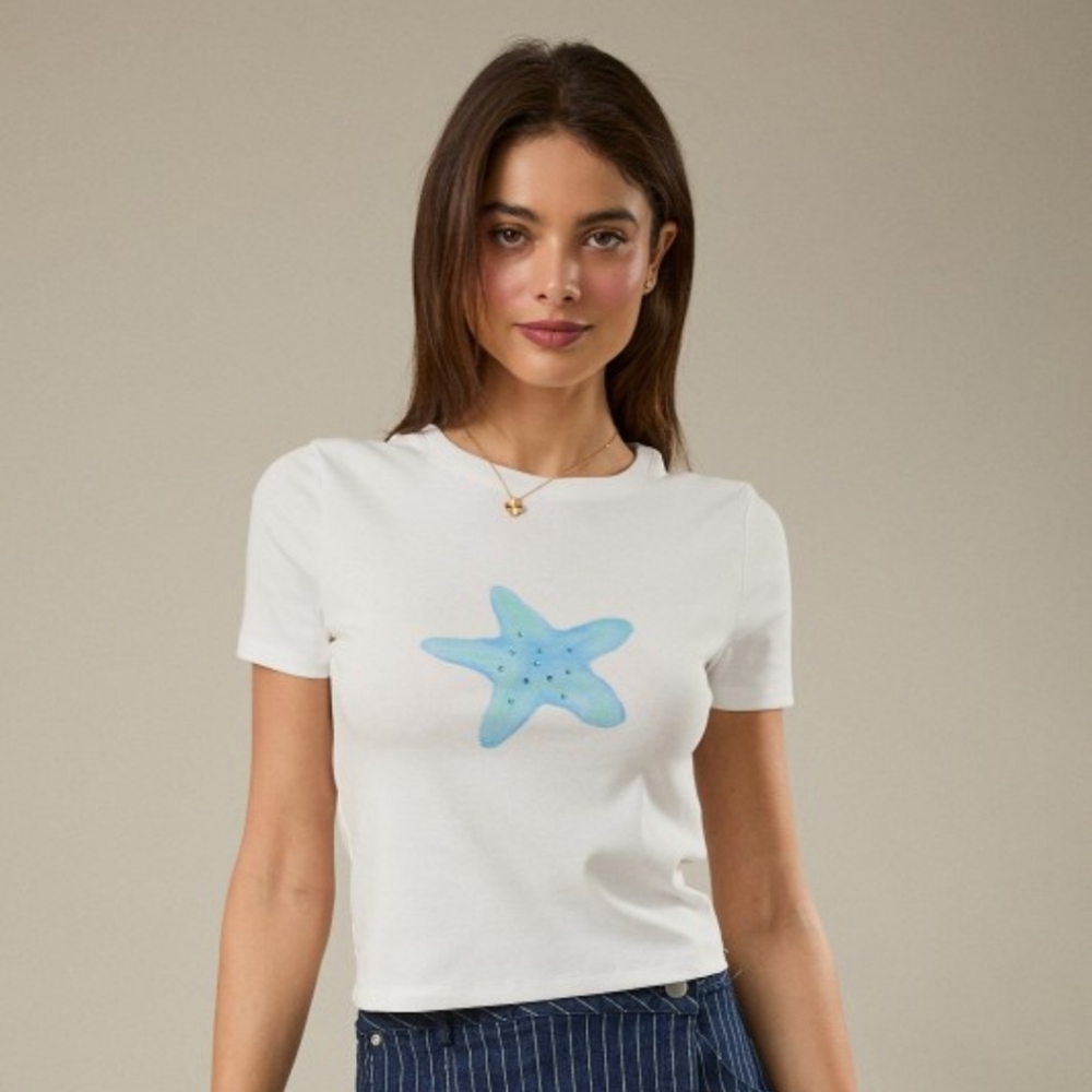 ⭐🐟 Starfish Rhinestone Baby Tee